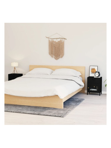 Sonata H Нощни шкафчета, 2 бр, черни 40x30x54,5 см, стомана и стъкло