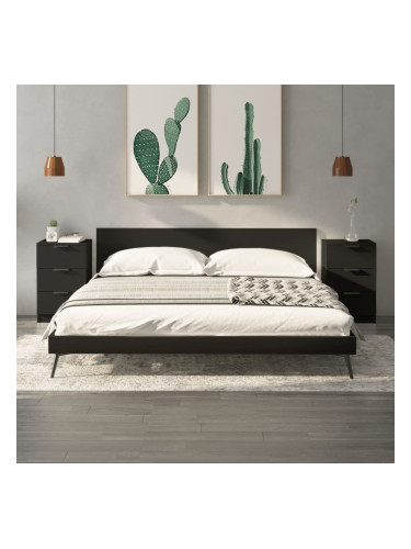 Sonata H Нощни шкафчета, 2 бр, черни, 40x36x65 см