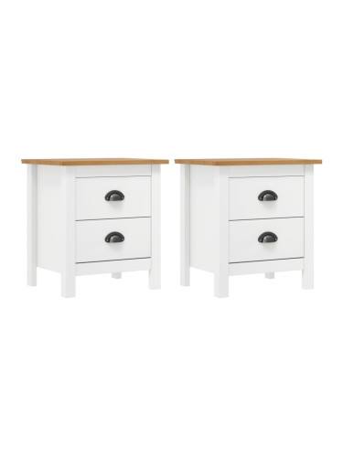 Sonata H Нощни шкафчета Hill 2 бр бели 46x35x49,5 см борово дърво масив