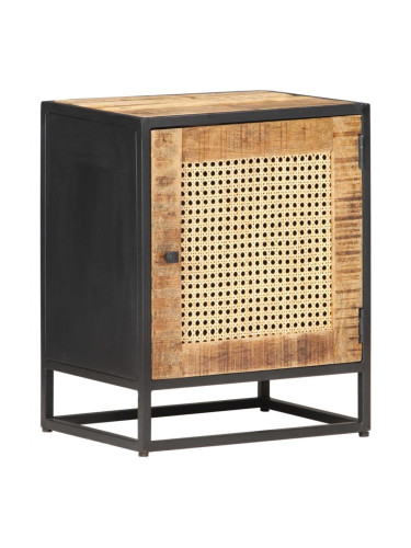 Sonata H Нощно шкафче, 40x30x50 см, грубо мангово дърво масив и тръстика