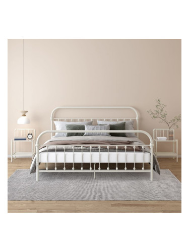 Sonata H Нощни шкафчета, 2 бр, бял и прозрачен, метал и стъкло