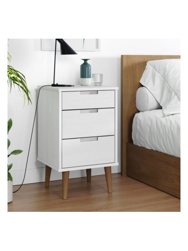 Sonata H Нощно шкафче MOLDE, бяло, 40x35x65 см, борово дърво масив
