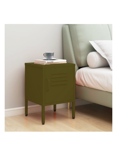 Sonata H Нощно шкафче, маслиненозелено, 35х35х51 см, стомана