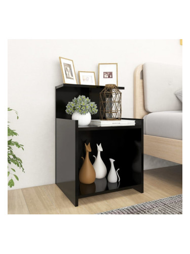 Sonata H Нощни шкафчета, 2 бр, черни, 40x35x60 см, инженерно дърво