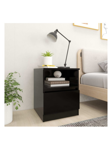 Sonata H Нощно шкафче, черно, 40x40x50 см, инженерно дърво