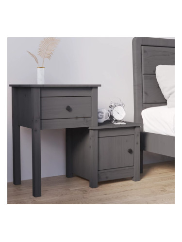 Sonata H Нощно шкафче, сиво, 79,5x38x65,5 см, борово дърво масив