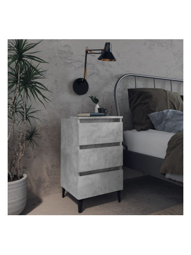 Sonata H Нощно шкафче с метални крака, бетонно сиво, 40x35x69 см