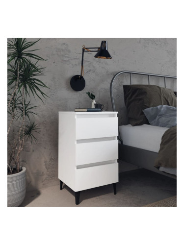 Sonata H Нощно шкафче с метални крака, бяло, 40x35x69 см
