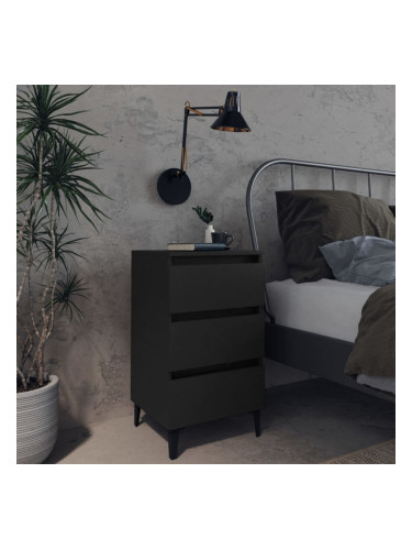 Sonata H Нощно шкафче с метални крака, черно, 40x35x69 см