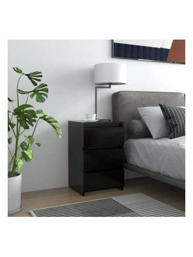 Sonata H Нощни шкафчета, 2 бр, черни, 40x35x62,5 см, инженерно дърво
