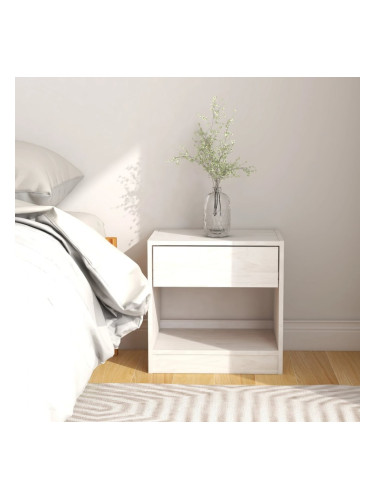 Sonata H Нощно шкафче, бяло, 40x31x40 см, борово дърво масив