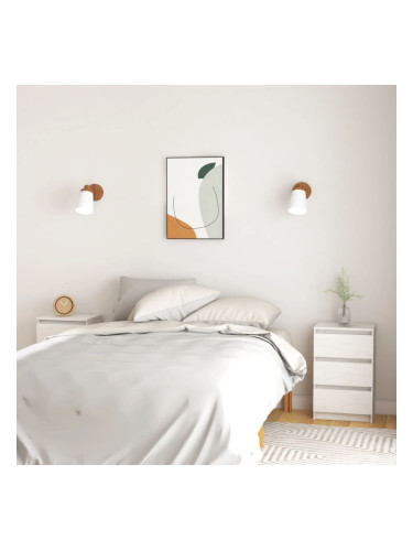 Sonata H Нощни шкафчета, 2 бр, бели, 40x29,5x64 см, борово дърво масив