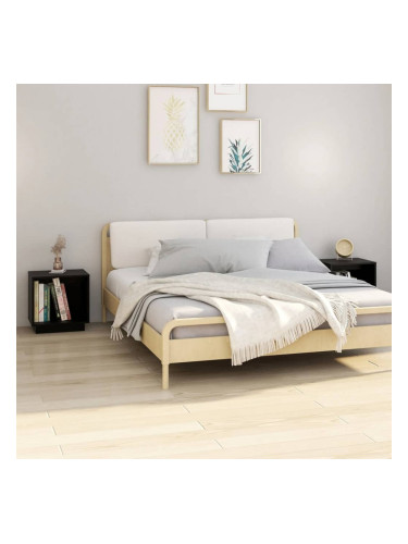 Sonata H Нощни шкафчета, 2 бр, черни, 40x30x40 см, борово дърво масив