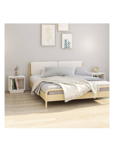 Sonata H Нощни шкафчета, 2 бр, бели, 40x30x40 см, борово дърво масив