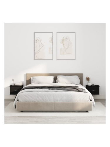 Sonata H Нощни шкафчета за стенен монтаж, 2 бр, черни, 41,5x36x28 см