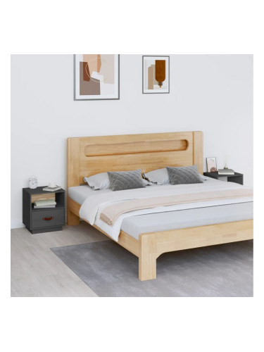 Sonata H Нощни шкафчета, 2 бр, сиви, 40x34x45 см, борово дърво масив