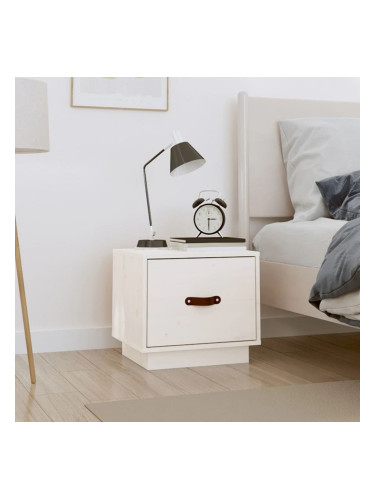 Sonata H Нощно шкафче, бяло, 40x34x35 см, борово дърво масив