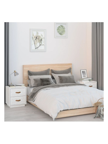 Sonata H Нощни шкафчета, 2 бр, бяла, 40x34x45 см, борово дърво масив