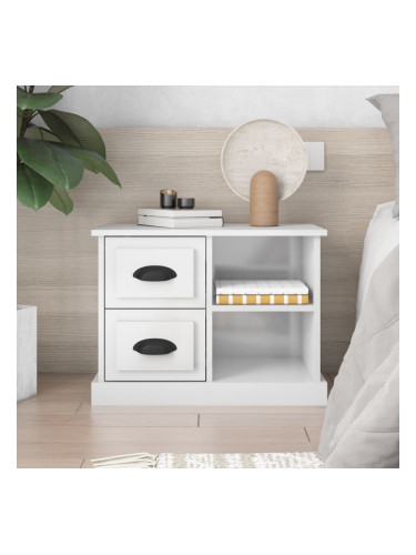 Sonata H Нощно шкафче, бял гланц, 60x35,5x45 см