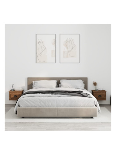 Sonata H Нощни шкафчета за стенен монтаж, 2 бр, кафяв дъб, 41,5x36x28см