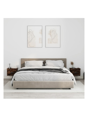 Sonata H Нощни шкафчета за стенен монтаж, 2 бр, опушен дъб, 41,5x36x28см