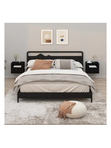 Sonata H Нощни шкафчета за стенен монтаж, 2 бр, черни 50x36x40 см