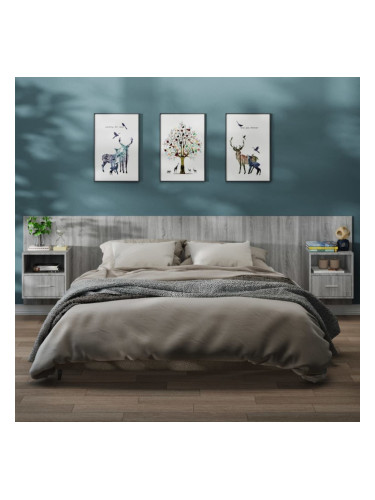 Sonata H Нощни шкафчета за стенен монтаж, 2 бр, сив сонома