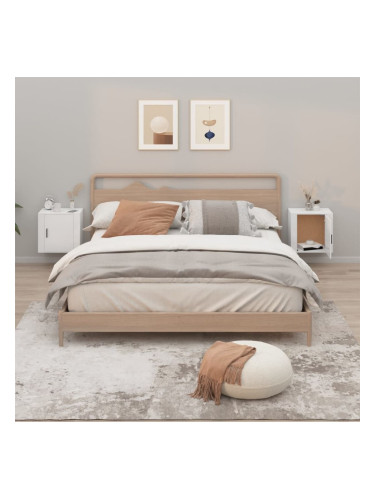 Sonata H Нощни шкафчета за стенен монтаж, 2 бр, бял гланц, 50x30x47 см