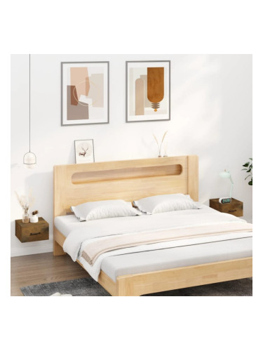 Sonata H Нощни шкафчета за стенен монтаж, 2 бр, опушен дъб, 35x35x20 см