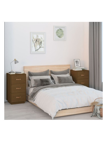 Sonata H Нощни шкафчета, 2 бр, меденокафяви, 40x40x75 см, бор масив