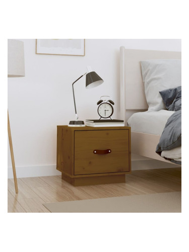 Sonata H Нощно шкафче, меденокафяво, 40x34x35 см, борово дърво масив