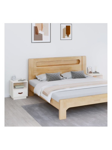 Sonata H Нощни шкафчета, 2 бр, бели, 40x34x45 см, борово дърво масив