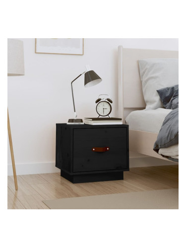 Sonata H Нощно шкафче, черно, 40x34x35 см, борово дърво масив