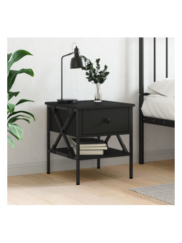 Sonata H Нощна масичка, черна, 40x42x45 см, инженерно дърво