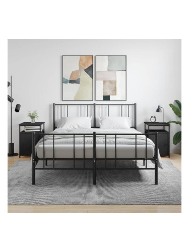 Sonata H Нощни шкафчета, 2 бр, черни, 40x42x60 см, инженерно дърво