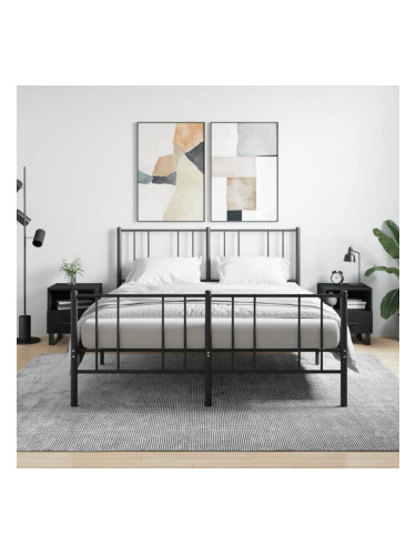 Sonata H Нощни шкафчета, 2 бр, черни, 40x35x47,5 см, инженерно дърво