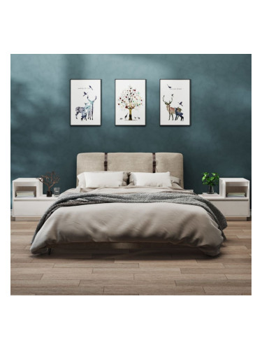 Sonata H Нощни шкафчета, 2 бр, бели, 60x34x51 см, борово дърво масив