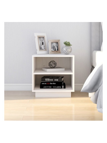 Sonata H Нощно шкафче, бяло, 40x34x40 см, борово дърво масив