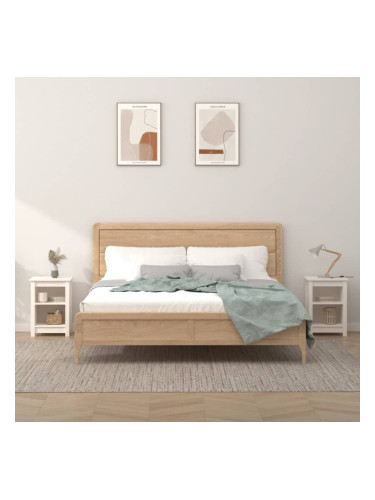 Sonata H Нощни шкафчета, 2 бр, бели, 40x35x55 см, борово дърво масив