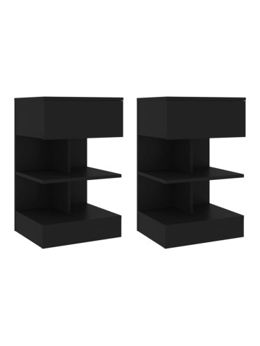 Sonata H Нощни шкафчета, 2 бр, черни, 40x35x65 см
