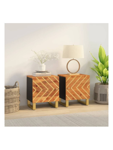 Sonata H Нощни шкафчета, 2 бр, кафяво и черно, мангово дърво масив