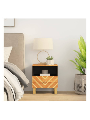 Sonata H Нощно шкафче, кафяво и черно, мангово дърво масив