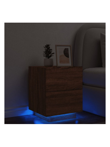 Sonata H Нощно шкафче с LED осветление, кафяв дъб, инженерно дърво
