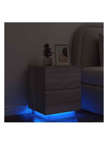 Sonata H Нощно шкафче с LED осветление, сив сонома, инженерно дърво