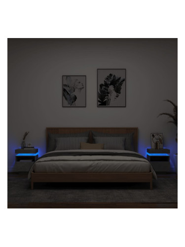 Sonata H Нощни шкафчета с LED осветление, 2 бр, бетонно сив,40x39x48,5см