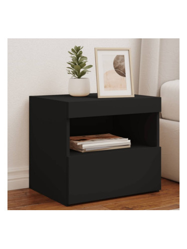 Sonata H Нощни шкафчета с LED осветление, 2 бр, черни, 50x40x45 см