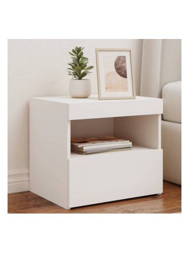 Sonata H Нощни шкафчета с LED осветление, 2 бр, бели, 50x40x45 см