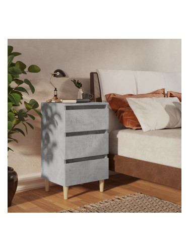 Sonata H Нощни шкафчета крака дървен масив 2 бр бетонно сиви 40x35x69 см