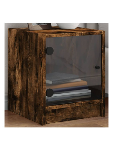 Sonata H Нощно шкафче със стъклена врата опушен дъб 35x37x42 см