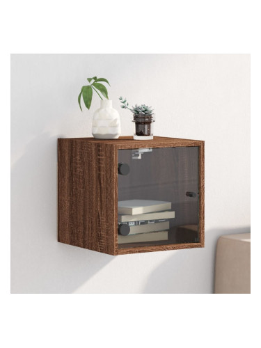 Sonata H Нощно шкафче със стъклена врата кафяв дъб 35x37x35 см